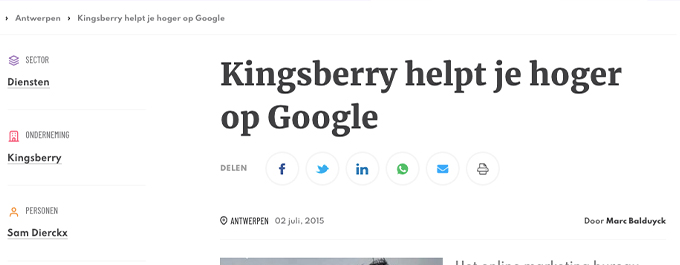 MadeInAntwerpen - Kingsberry als Google Ads specialist